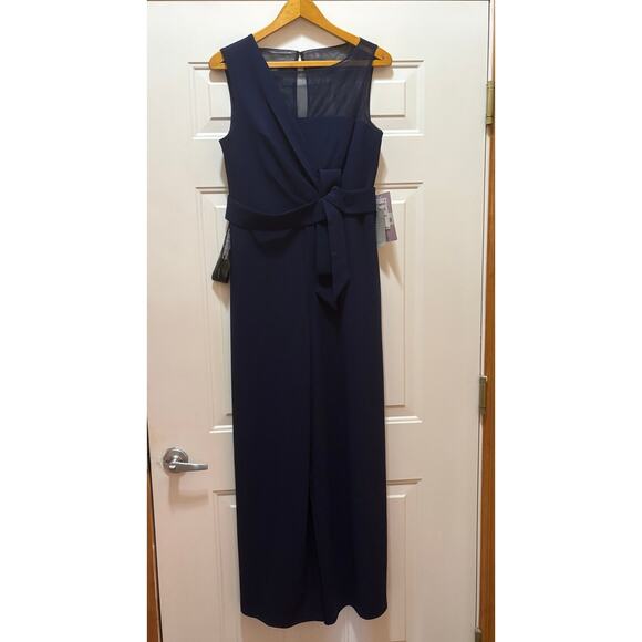 JS COLLECTIONS Womens Sleeveless Aubree Oversize Bow Jumpsuit 8 Navy 86411860 - Picture 2 of 14